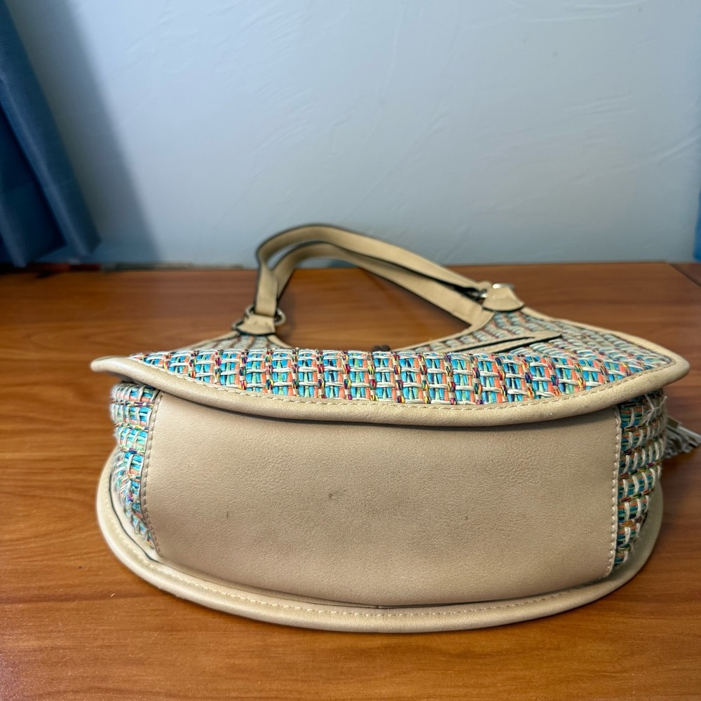 Simply Noelle Woven Rattan Straw Colorful Multi Shoulder Crossbody Bag Purse - Picture 7 of 11